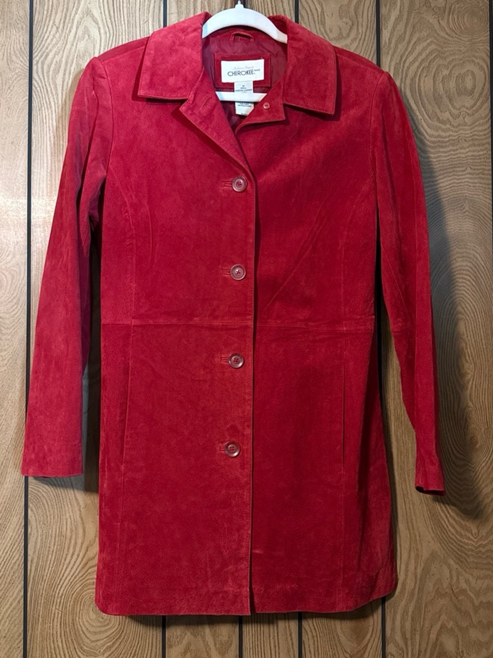 Cherokee Red Suede Button-Front Women's Coat